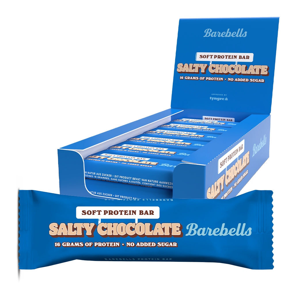 Barebells Salty Chocolate 12x55g Sukkerfri Proteinbar Med Saltet Chokolade Højt Proteinindhold
