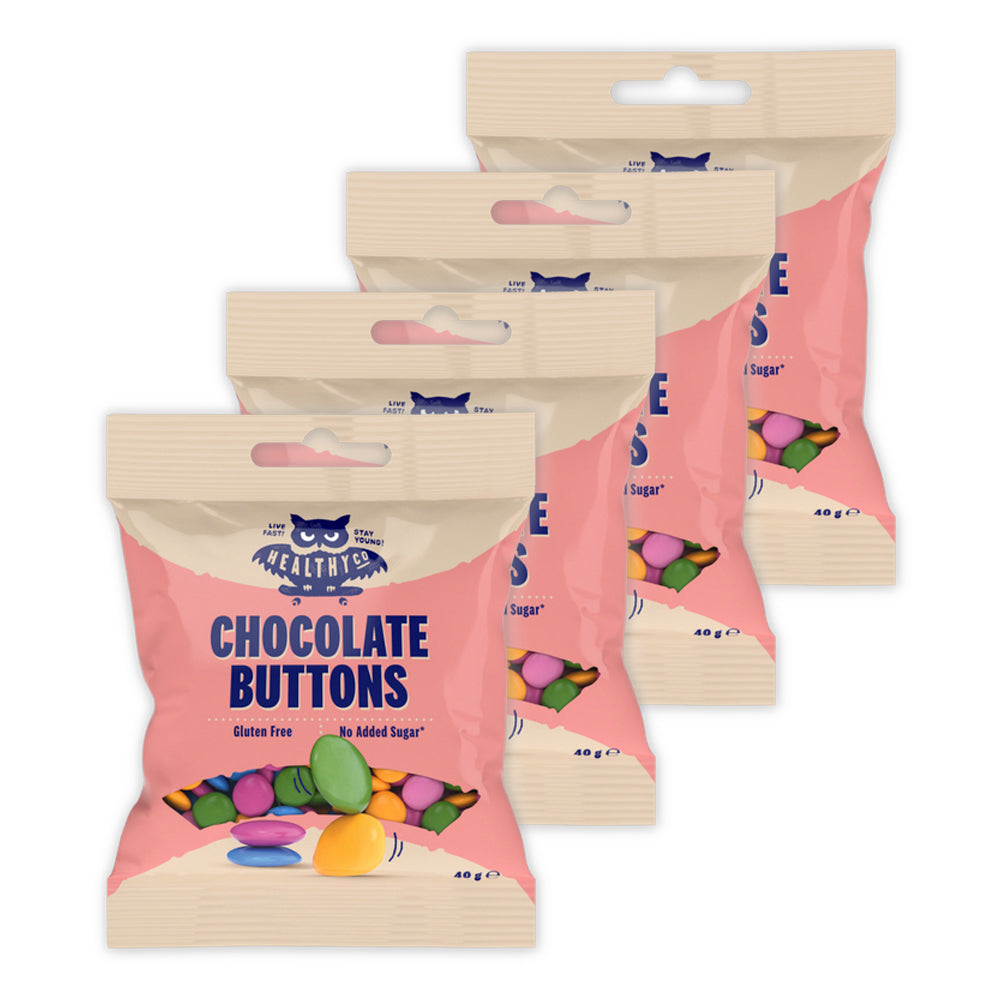 Healthyco Chocolate Buttons 6x40g Sukkerreduceret Chokoladeknapper Perfekt Snack
