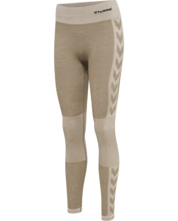 Hummel Clea Seamless Mid Waist Tights   Chateau Gray Diftwood Melange Træningstøj Til Kvinder