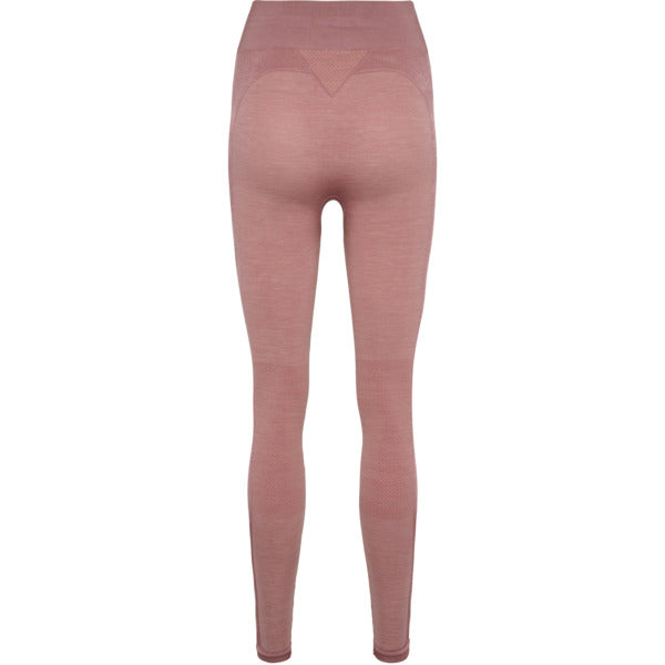 Hummel Clea Seamless Mid Waist Tights Woodrose Rose Taupe Melange Træningstøj Til Kvinder