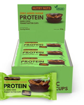 Nutry Nuts Dark Choc Vegan  12x42g    Veganske Peanutbutter Cups Med Mørk Chokolade