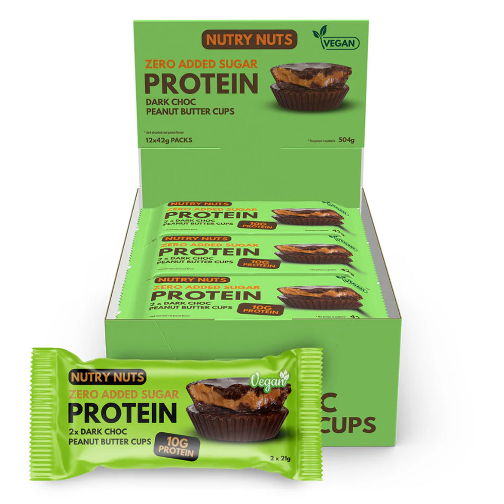 Nutry Nuts Dark Choc Vegan 12x42g Veganske Peanutbutter Cups Med Mørk Chokolade