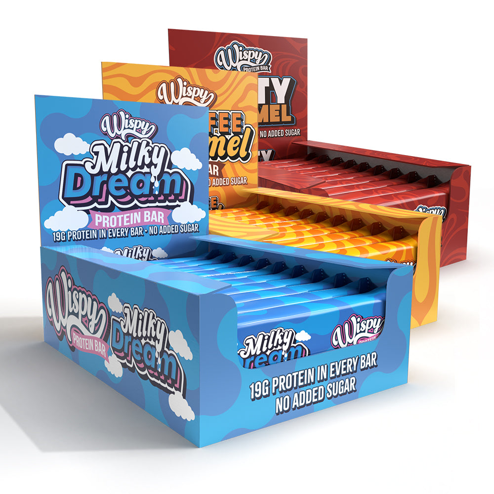 Wispy Protein Bar 30x55g Bland-selv Højt Proteinindhold Få Kalorier Uden Tilsat Sukker
