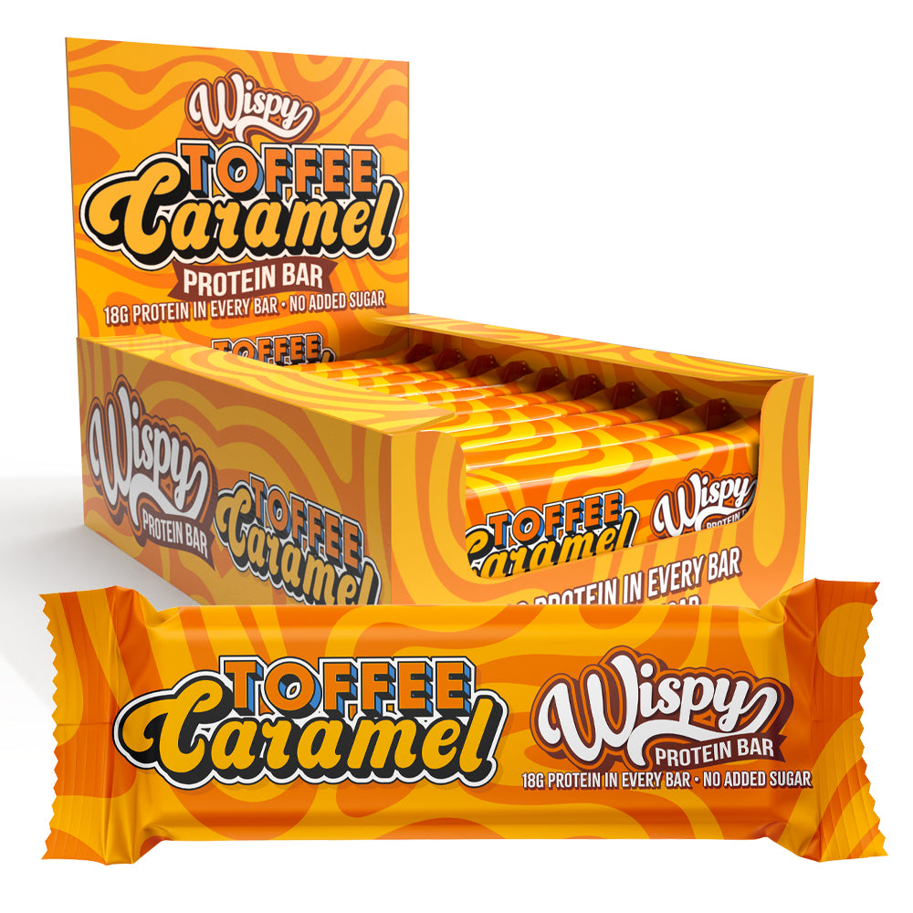 Wispy Toffee Caramel 10x55g Sukkerfri Proteinbar Med Blød Og Smagfuld Karamel Højt Proteinindhold