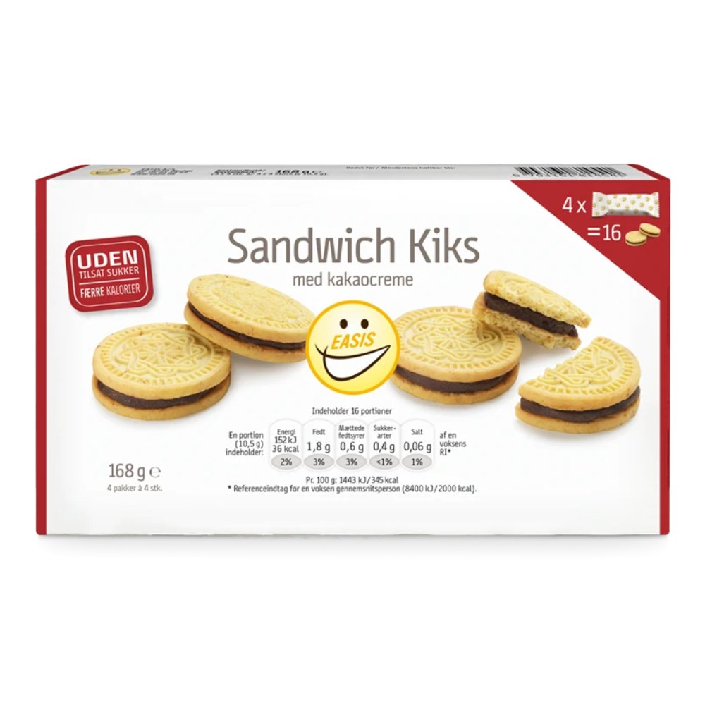 Easis Sandwich Kiks Med Kakaocreme 168g Proteinsnacks