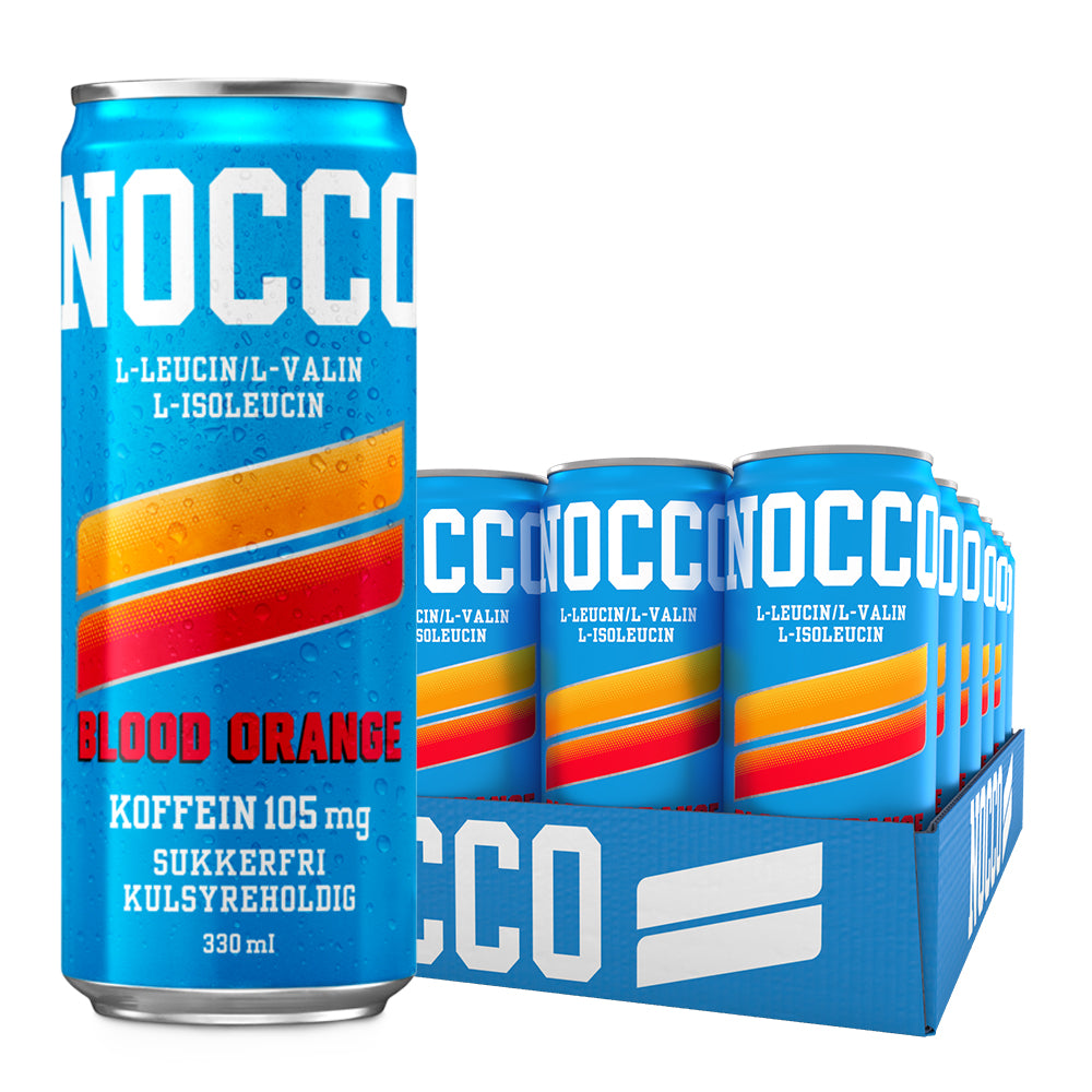 Nocco Blood Orange 24x330ml Billig Sukkerfri Energidrik Med Højt Koffeinindhold Perfekt Til Træning