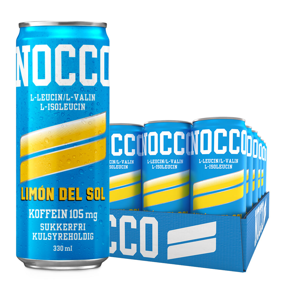 Nocco Limon Del Sol 24x330ml Billig Sukkerfri Energidrik Med Højt Koffeinindhold Perfekt Til Træning