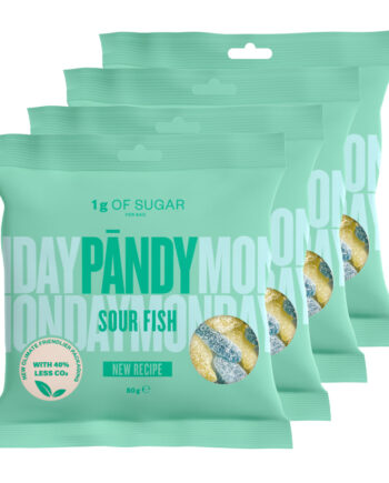 Pandy Candy Sour Fish  6x50g    Sukkerreduceret Slik Med Sur Vingummi-smag   Færre Kalorier