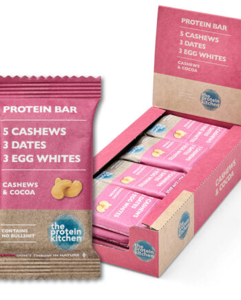 The Protein Kitchen Bar  12x55g    Kakao   Cashew   Lækker Proteinbar Uden Sukker