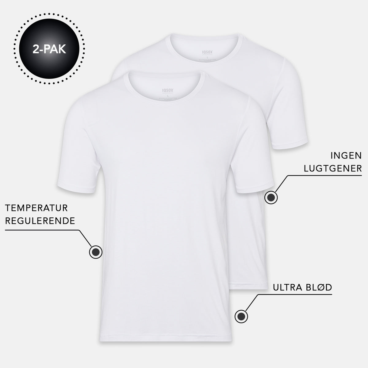Iq Sox Bambus  -shirt Hvid   -pack  Medium