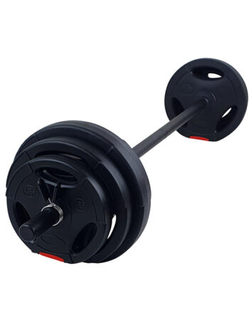 Billigt Aerobic Vægtstang Sæt  20 Kg  Med Grip Vægtskiver  Sort