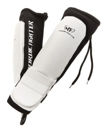 Nordic Fighter Grappling Shin Guards Instep Benskinne ægte Læder Hvid Large