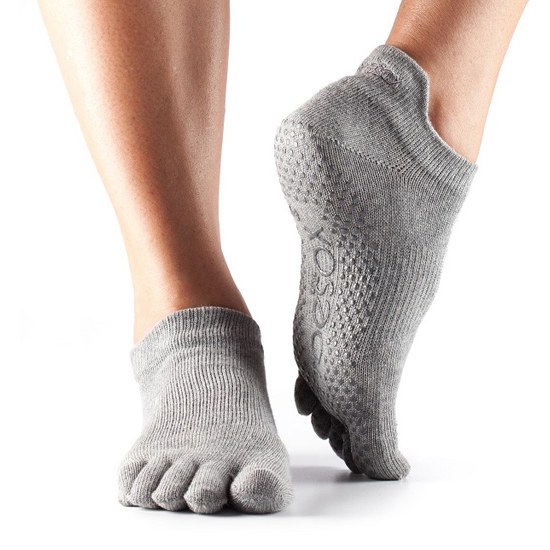 Toesox Fulltoe Lowrise Grip Heather Grey