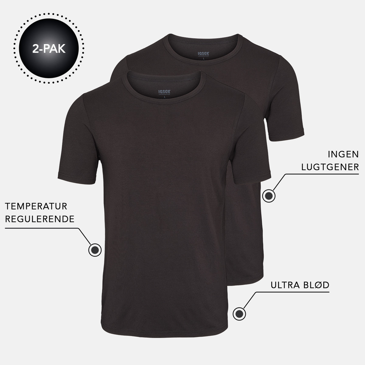 Iq Sox Bambus  -shirt Sort   -pack  Medium