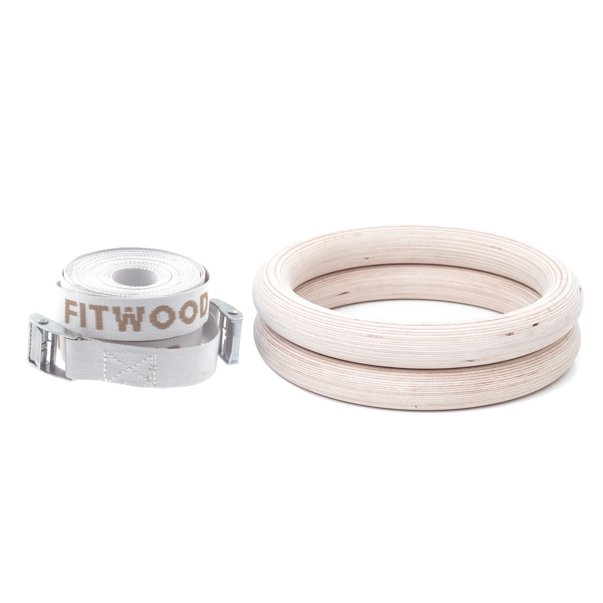 Fitwood Ulpu Gymnastikringe 28mm Træ-overflade   Hvid Strop