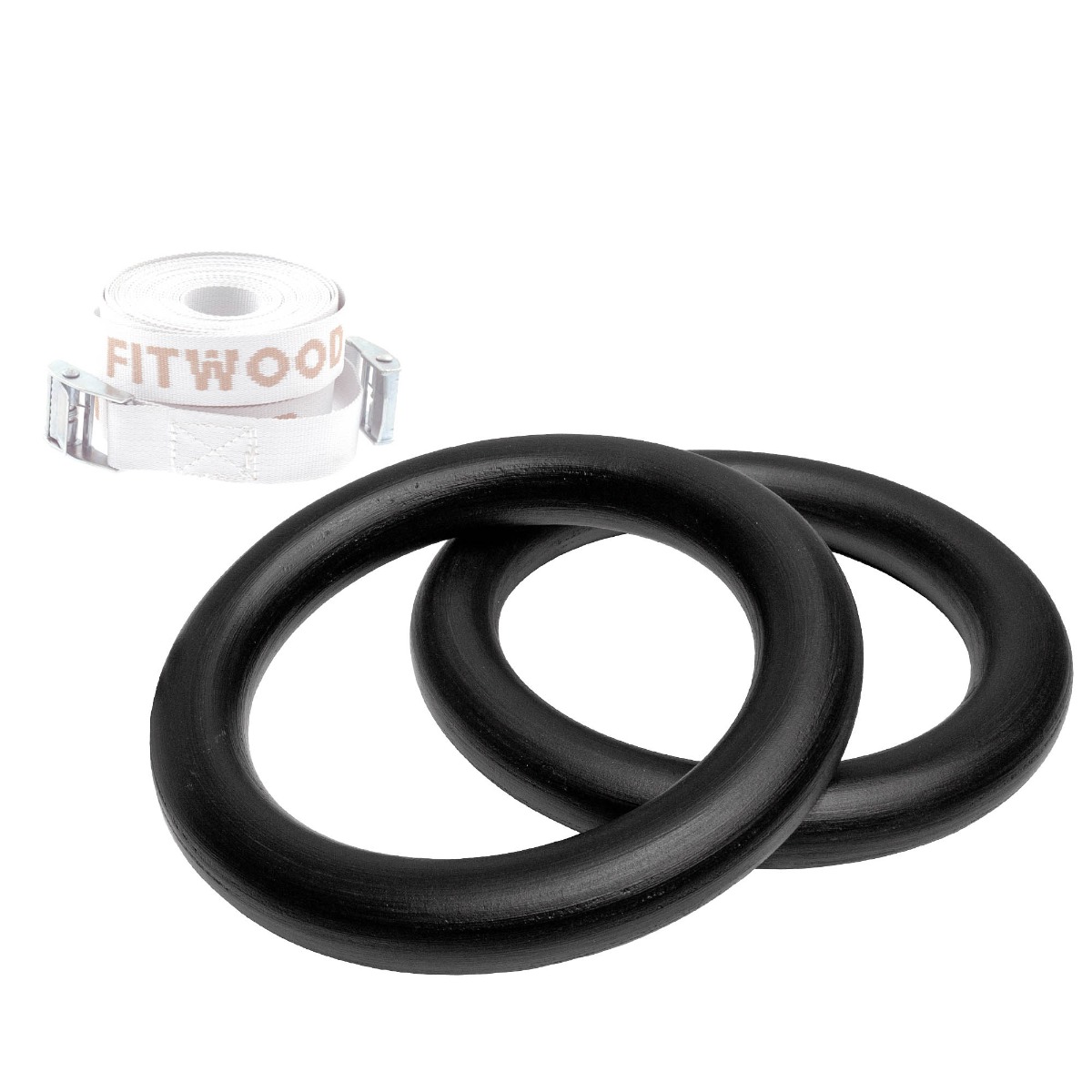 Fitwood Ulpu Mini Gymnastikringe 28mm Sort Overflade   Hvid Strop