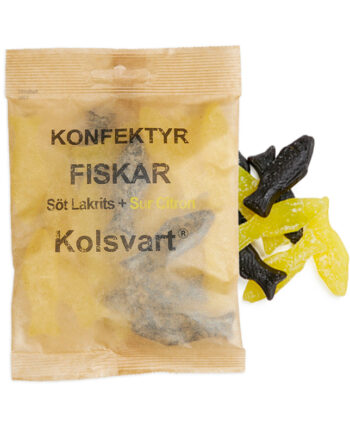 Kolsvart Sur Citron Vingummi   Sød Lakridsfisk