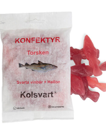 Kolsvart Torsk Solbær   Hindbær Vingummifisk