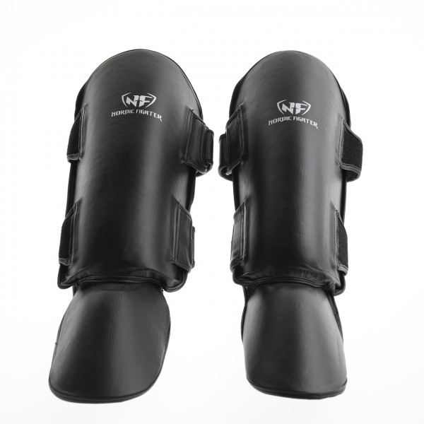 Nordic Fighter Shin Guards Instep Type   Benskinne Læder Sort Medium