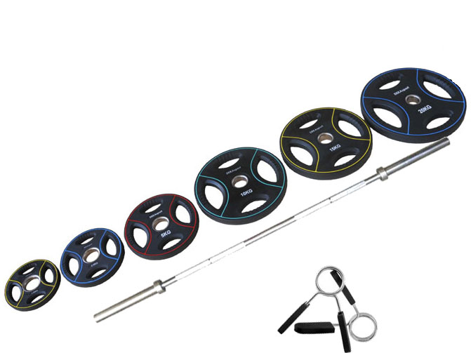 Peak Fitness 50 Mm Vægtsæt Pu  900 Kg  50 Mm Stang 220 Cm   128 Kg