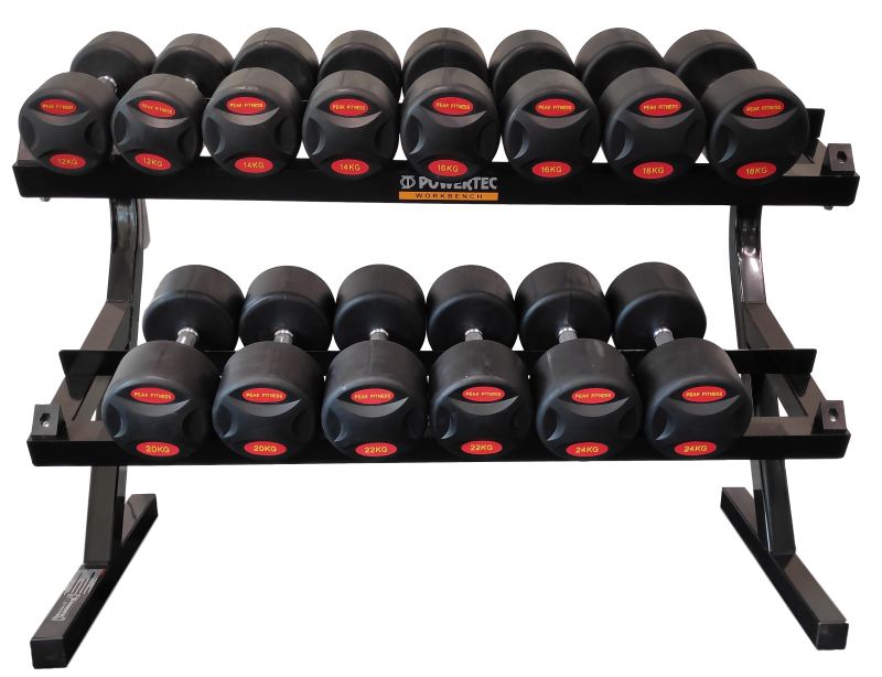 Powertec  Håndvægtstativ 12-    Par Gummi 24 Kg
