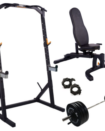 Powertec  Half Rack  Træningssæt    125 Kg  Bumper Plates Black