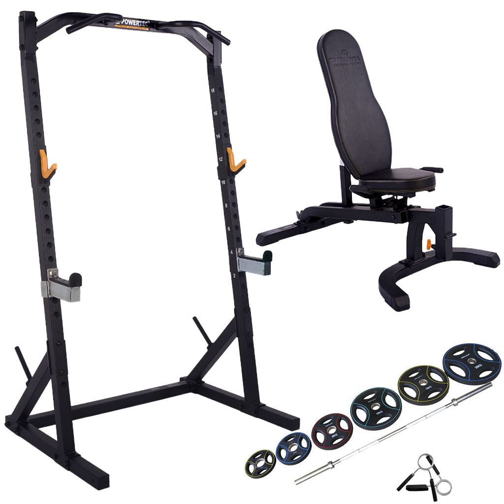 Powertec  Half Rack  Træningssæt    95 Kg  50 Mm Pu Vægtsæt Black
