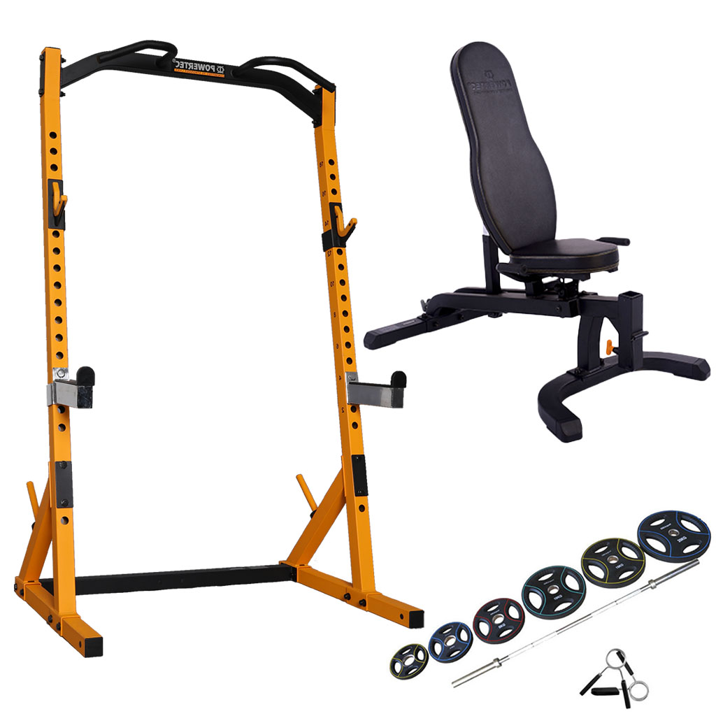 Powertec  Half Rack  Træningssæt    95 Kg  50 Mm Pu Vægtsæt Yellow