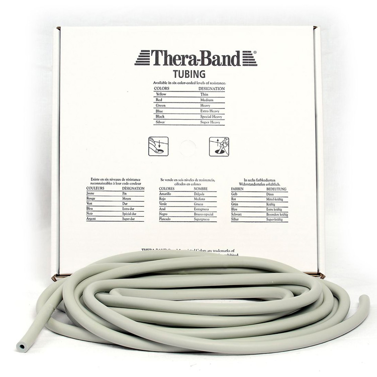 Thera-band Tubing Level   Super Hård Træningselastik Sølv 30 5m