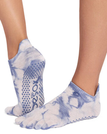 Toesox Fulltoe Lowrise Grip  Soft Blue Tie Dye