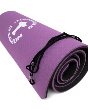 Tpe Yogamåtte 10mm Sort Lilla   Bærestrop