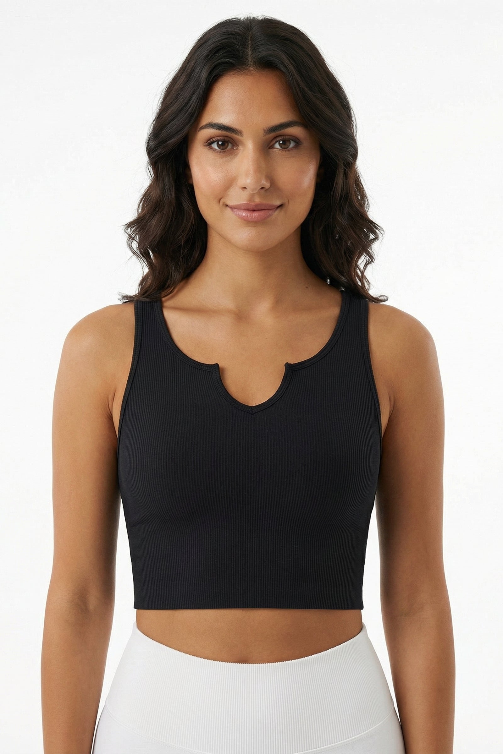 Crop Top  -hals   Med Indbygget Bh Black Small   Black